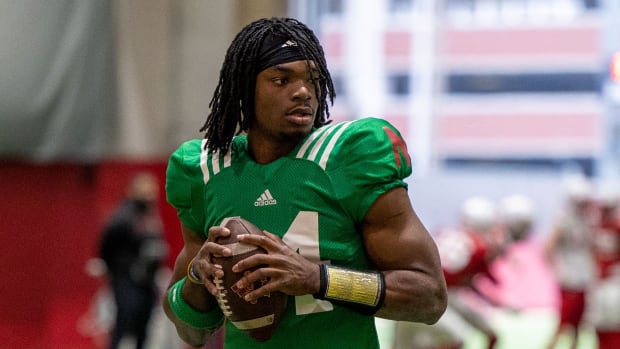 Quarterback Jeff Sims 2023-03-23 Nebraska football spring practice cropped